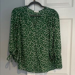 Olivia Grey Green Blouse with White Dots